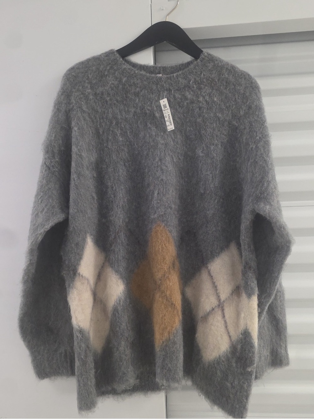 Madewell Brushed Argyle Crewneck Sweater. Size Large. New with tags.